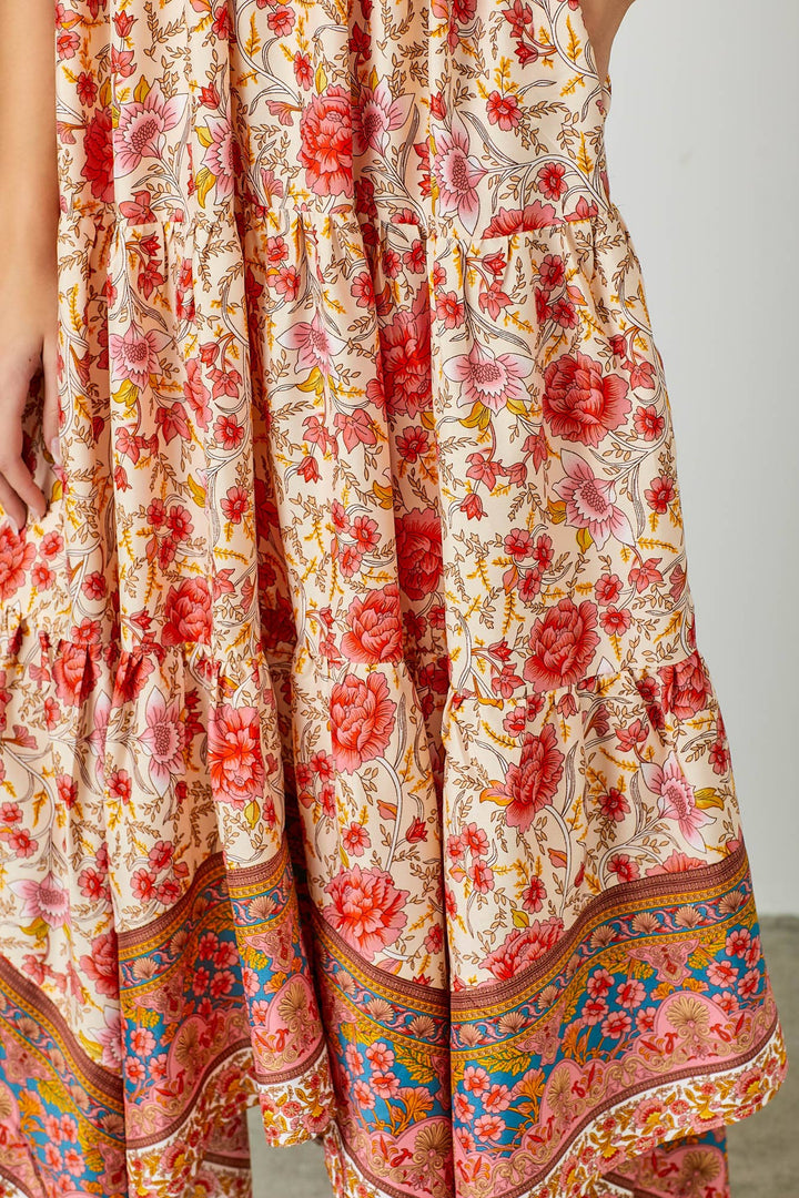 Printed Hanky Hem Maxi Dress