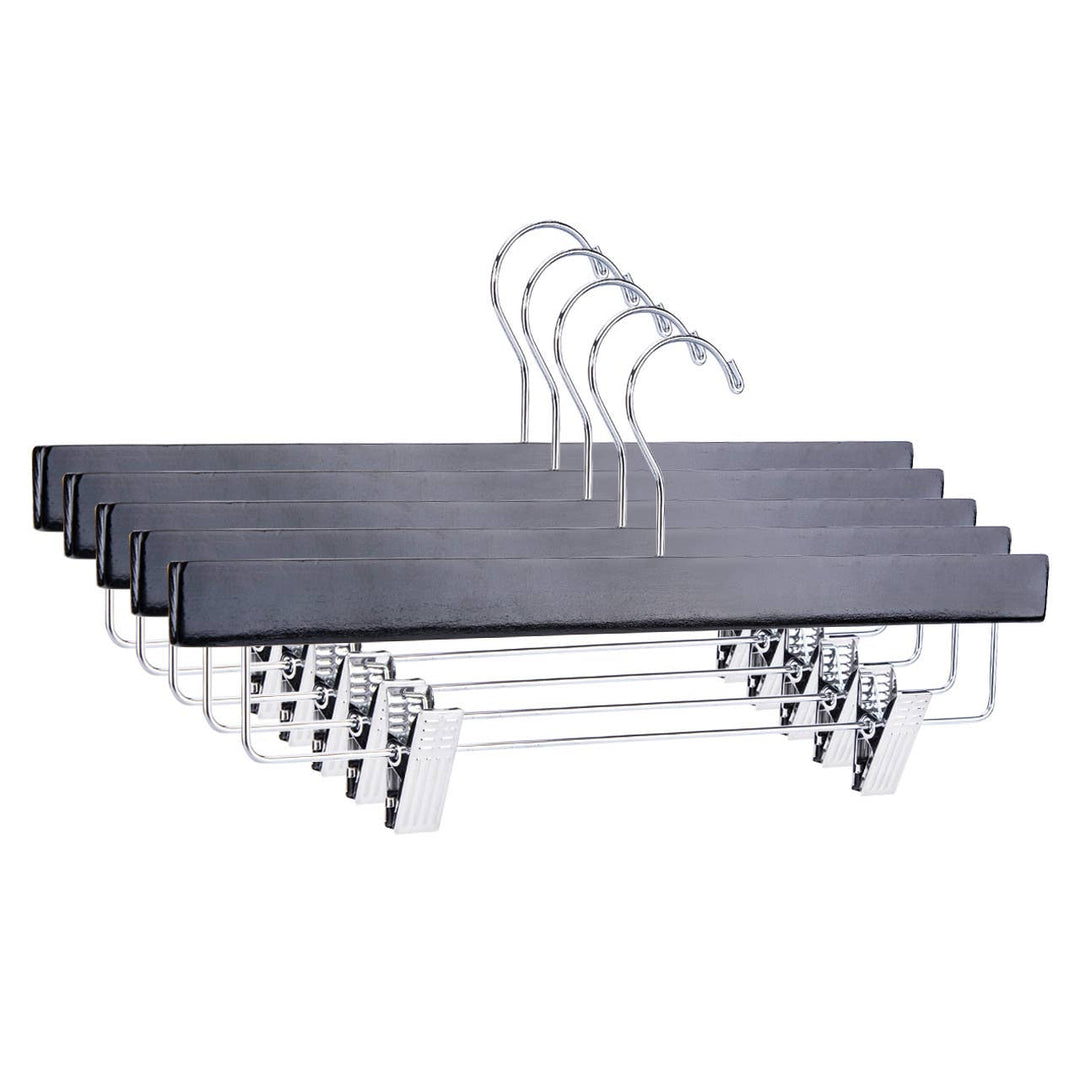14" Black Wood Skirt and Pants Hangers - Case of 50