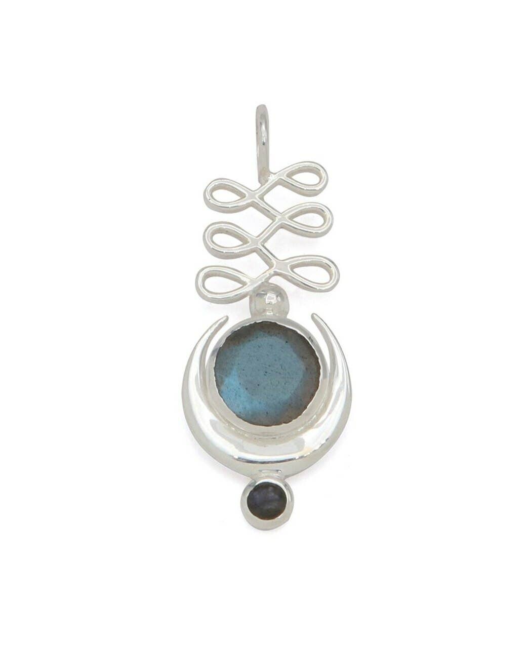 Sterling Silver Unalome Moon Labradorite Pendant