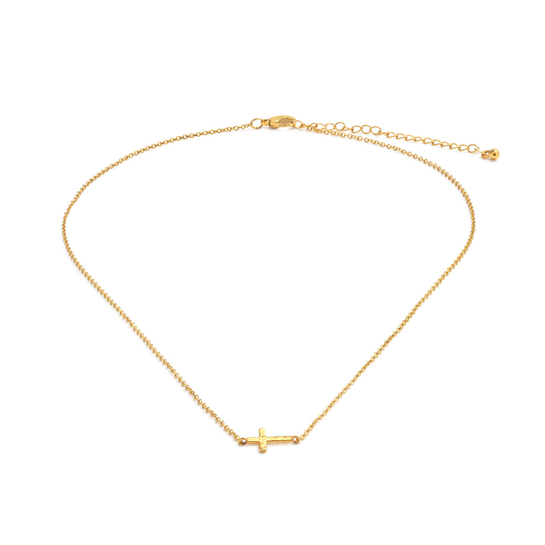 Gold Cross Charm Necklace