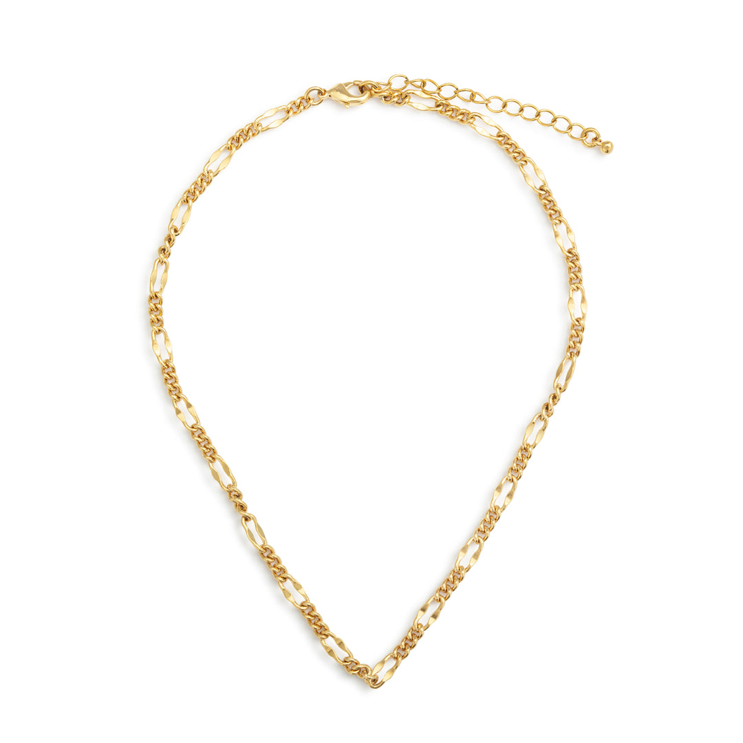 Gold Mirror Figaro Chain Necklace