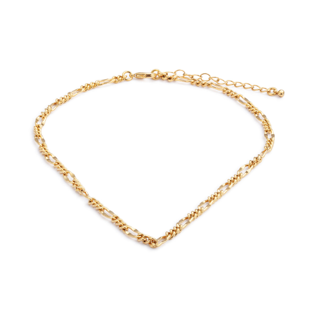 Gold Mirror Figaro Chain Necklace