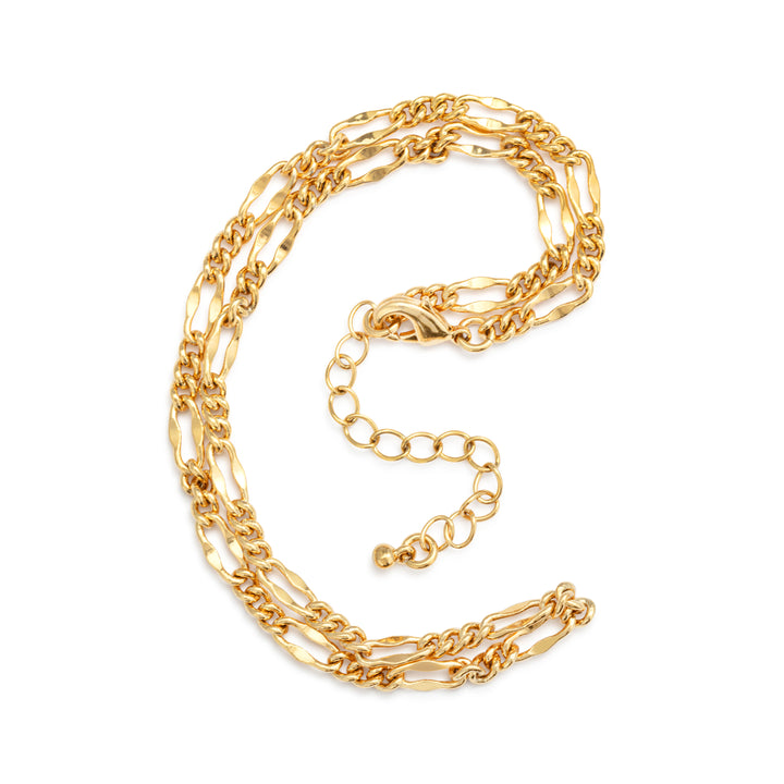 Gold Mirror Figaro Chain Necklace