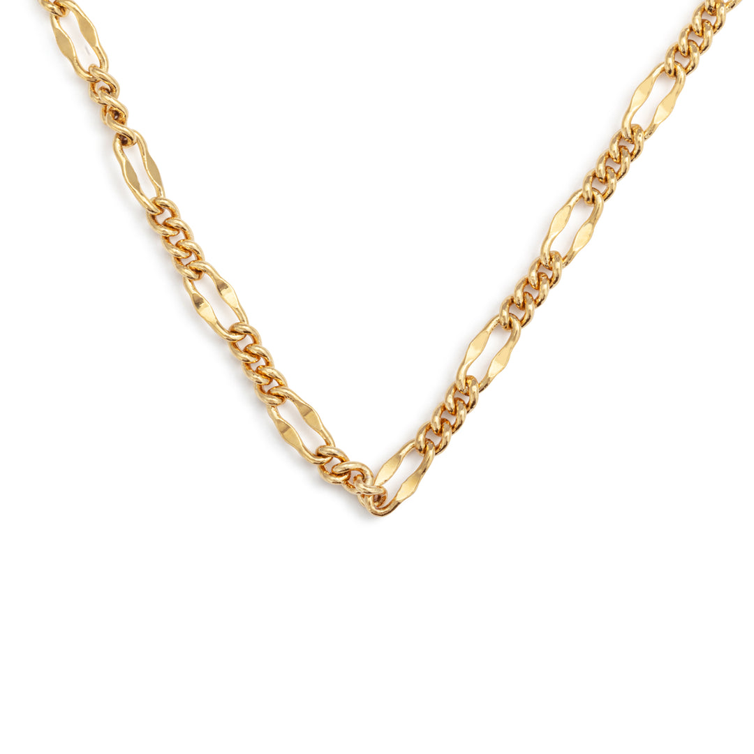 Gold Mirror Figaro Chain Necklace