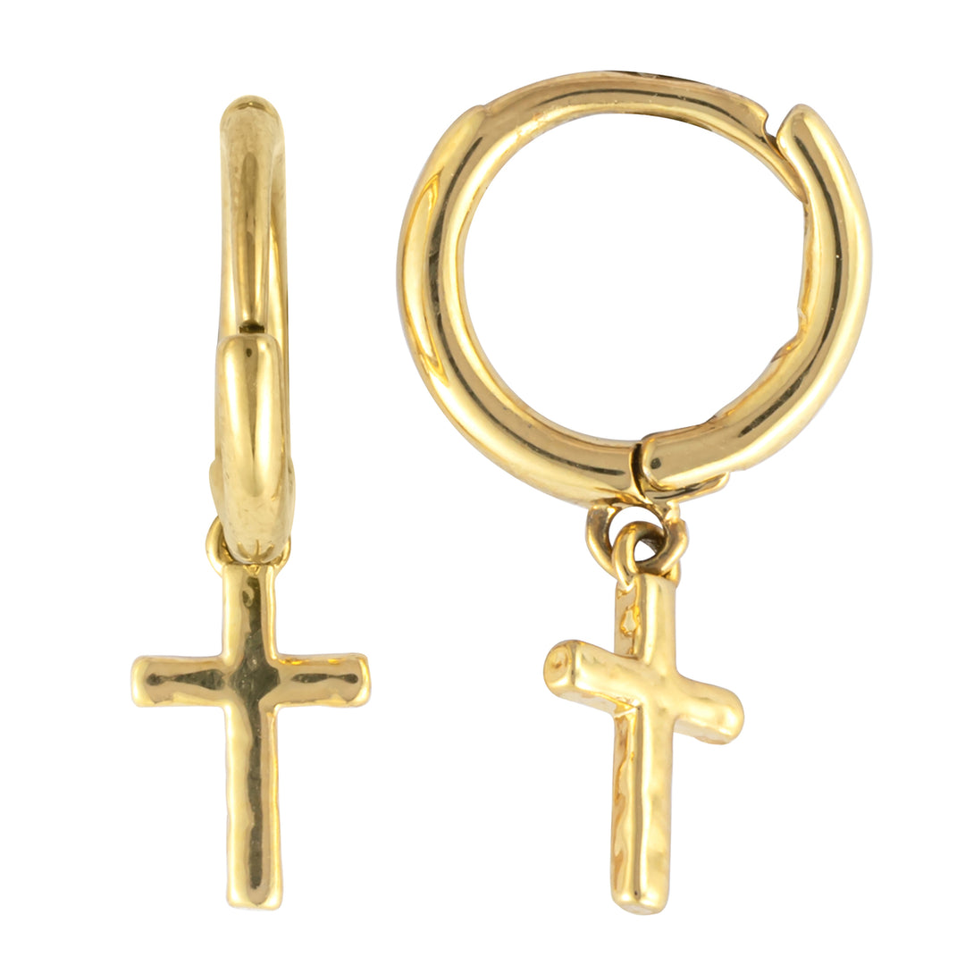 Gold Cross Huggie