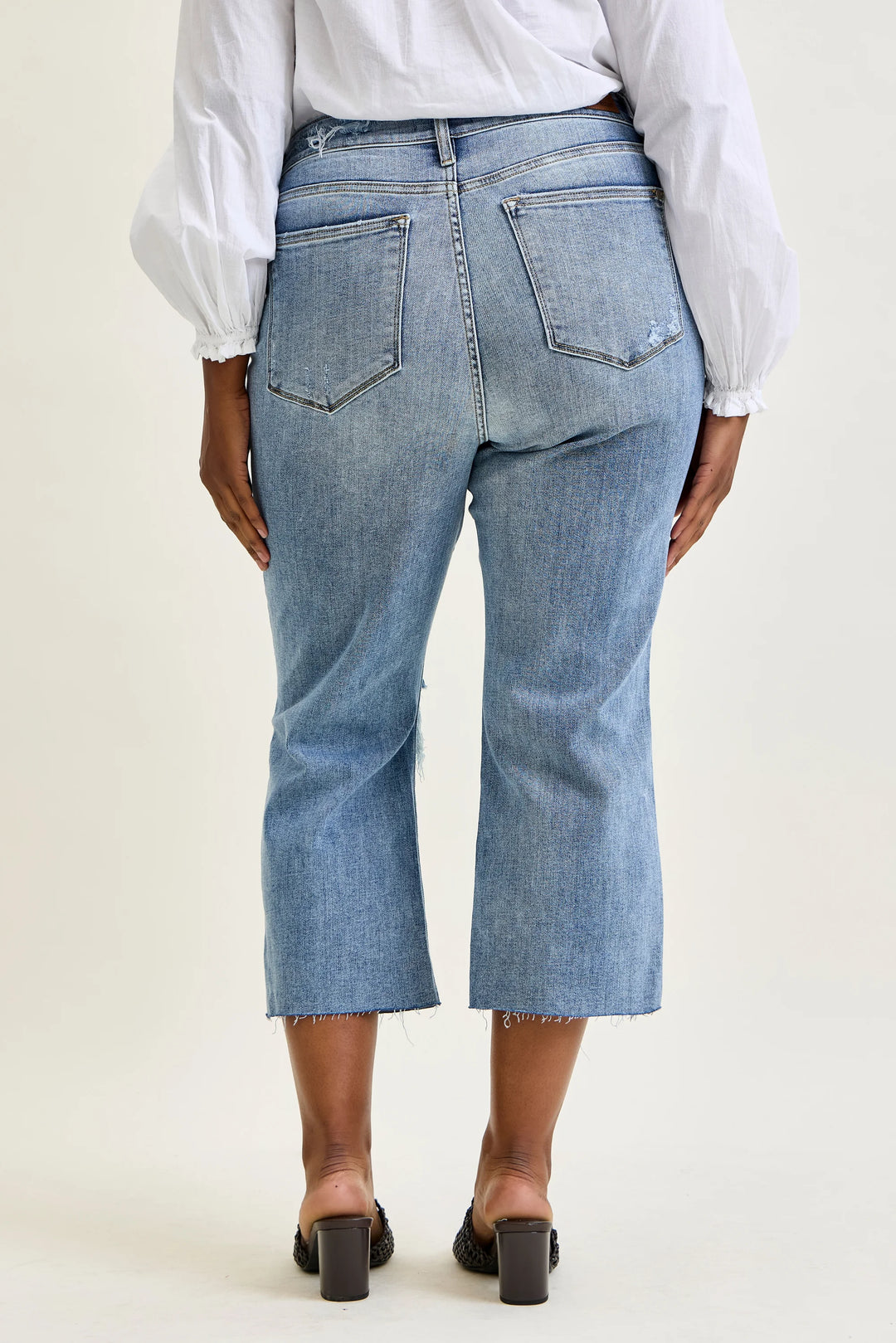 High Rise Distressed Wide Leg Crop Jeans