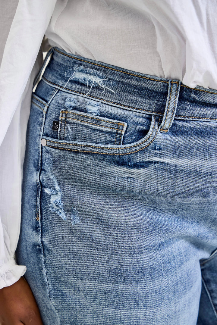 High Rise Distressed Wide Leg Crop Jeans