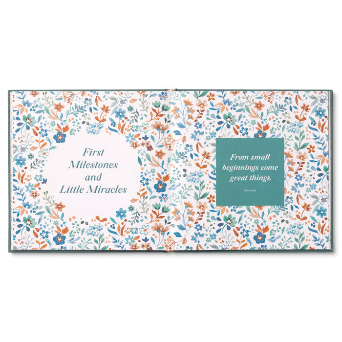 Floral patterned product packaging with text on a white background