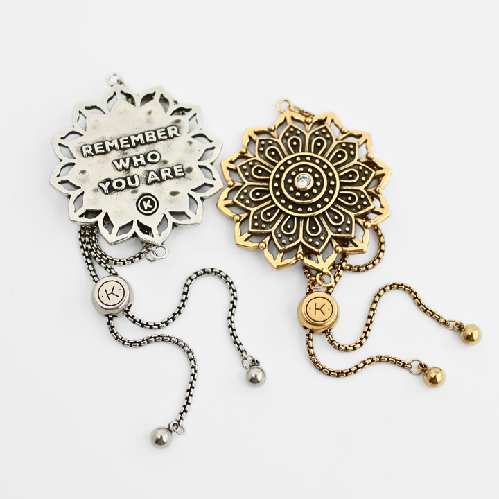 Remember Who You Are Crystal Mandala Slider Bracelet