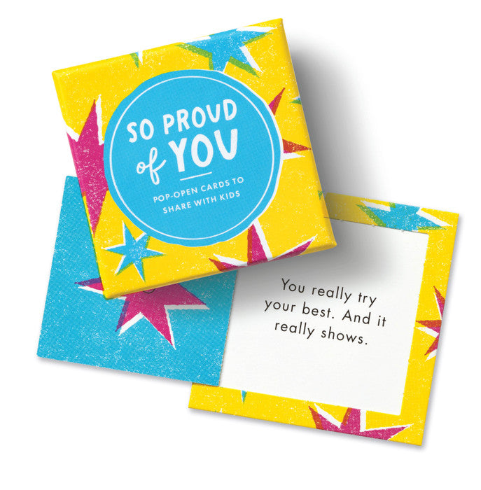Colorful card set with 'So Proud of You' text on a white background