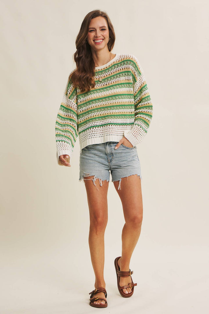 Bright Multi Stripe Crochet Top