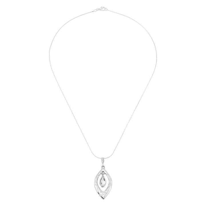 'Gorgeous Sides' Sterling Silver Crystal Pendant Necklace