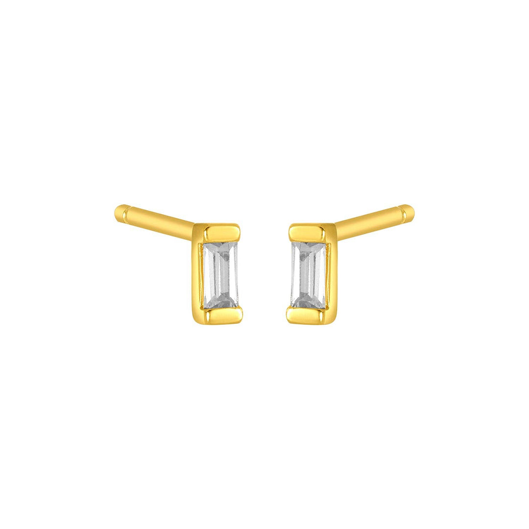 MINIMALIST BAGUETTE STONE ADA STUDS GOLD