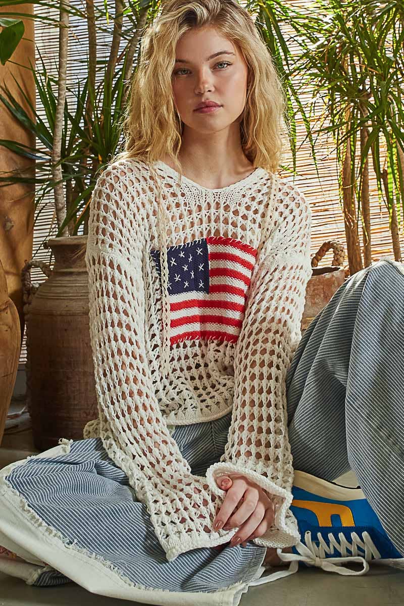 American Flag Hooded Sweater