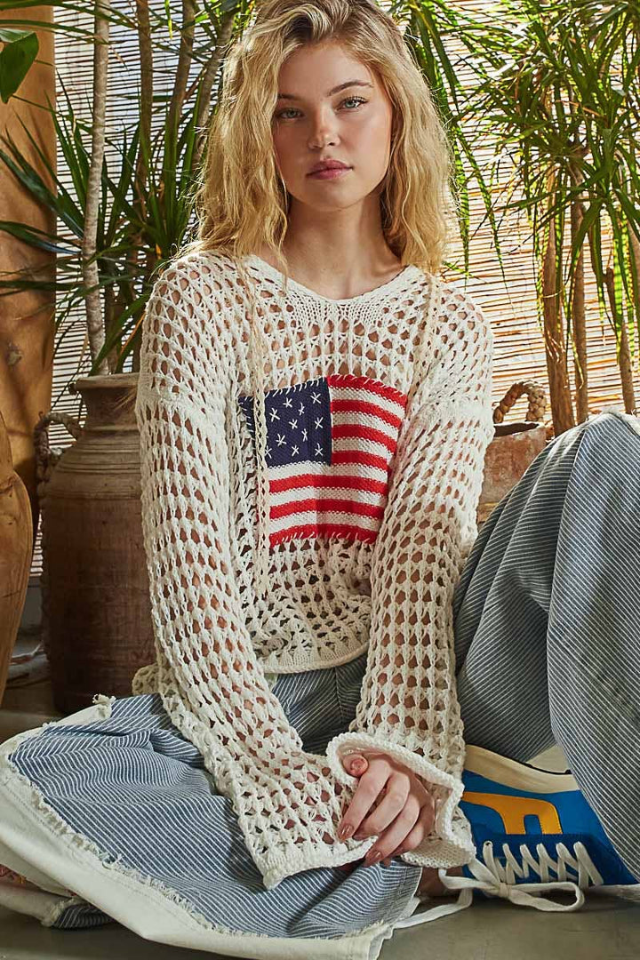 American Flag Hooded Sweater