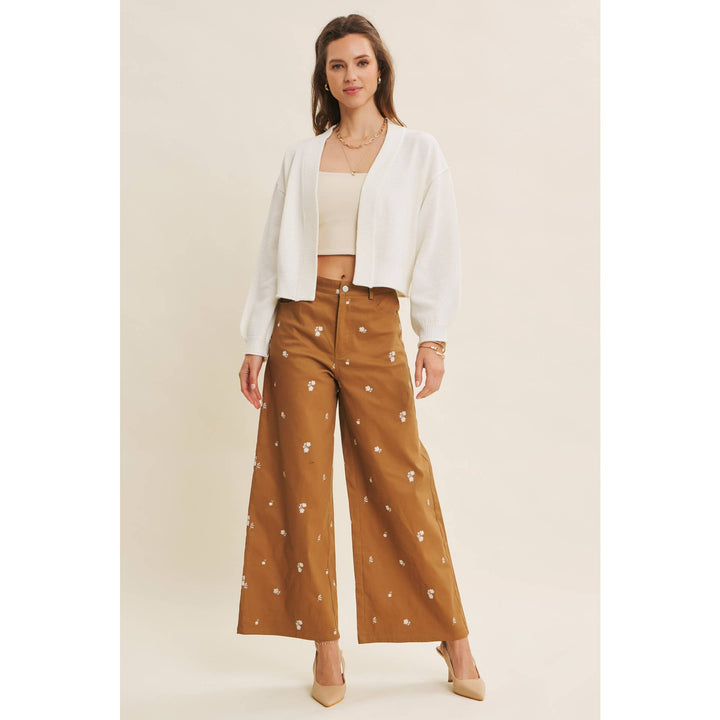 Waffle Knit Balloon Sleeve Cardigan | Cropped Sweater