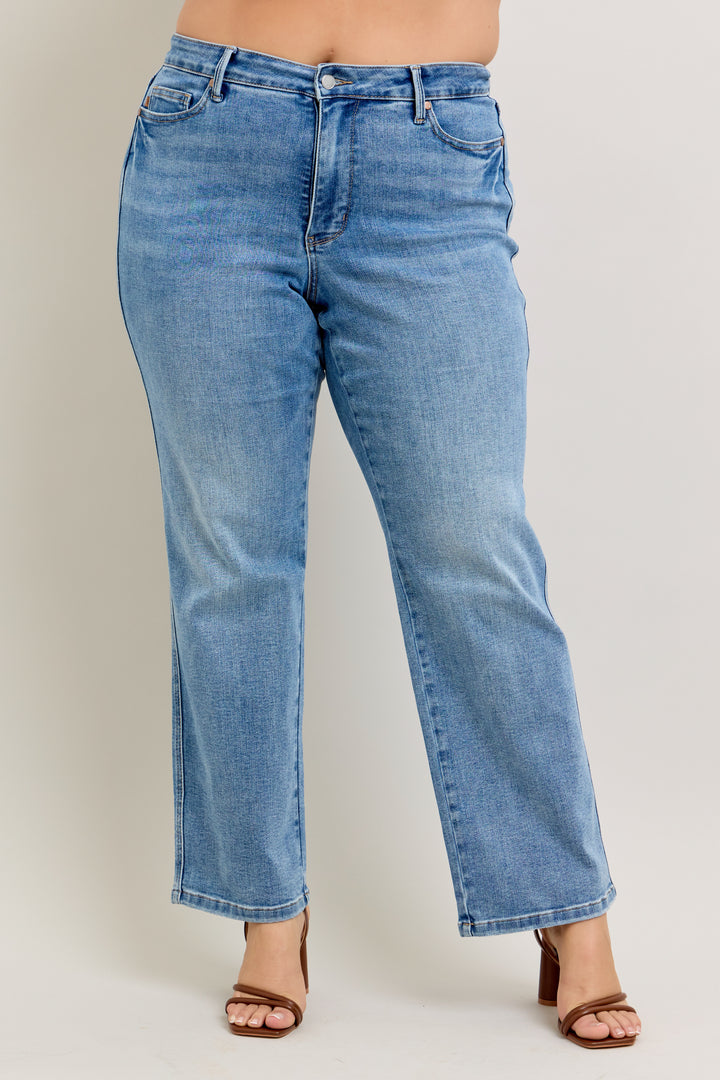 Vintage Wash Straight Denim Jeans | Plus