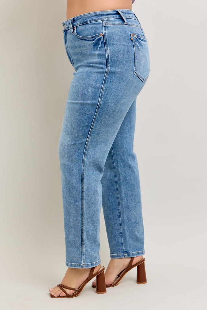 Vintage Wash Straight Denim Jeans | Plus