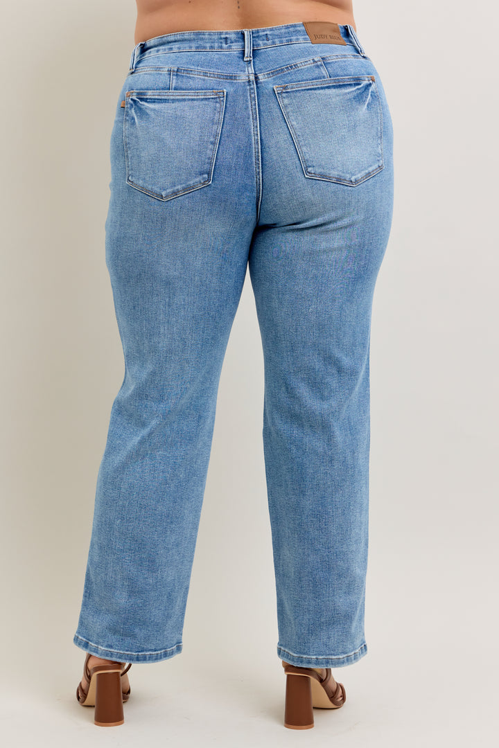Vintage Wash Straight Denim Jeans | Plus