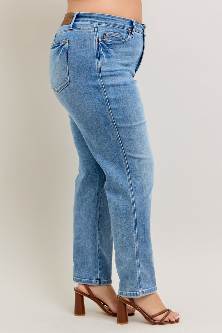 Vintage Wash Straight Denim Jeans | Plus