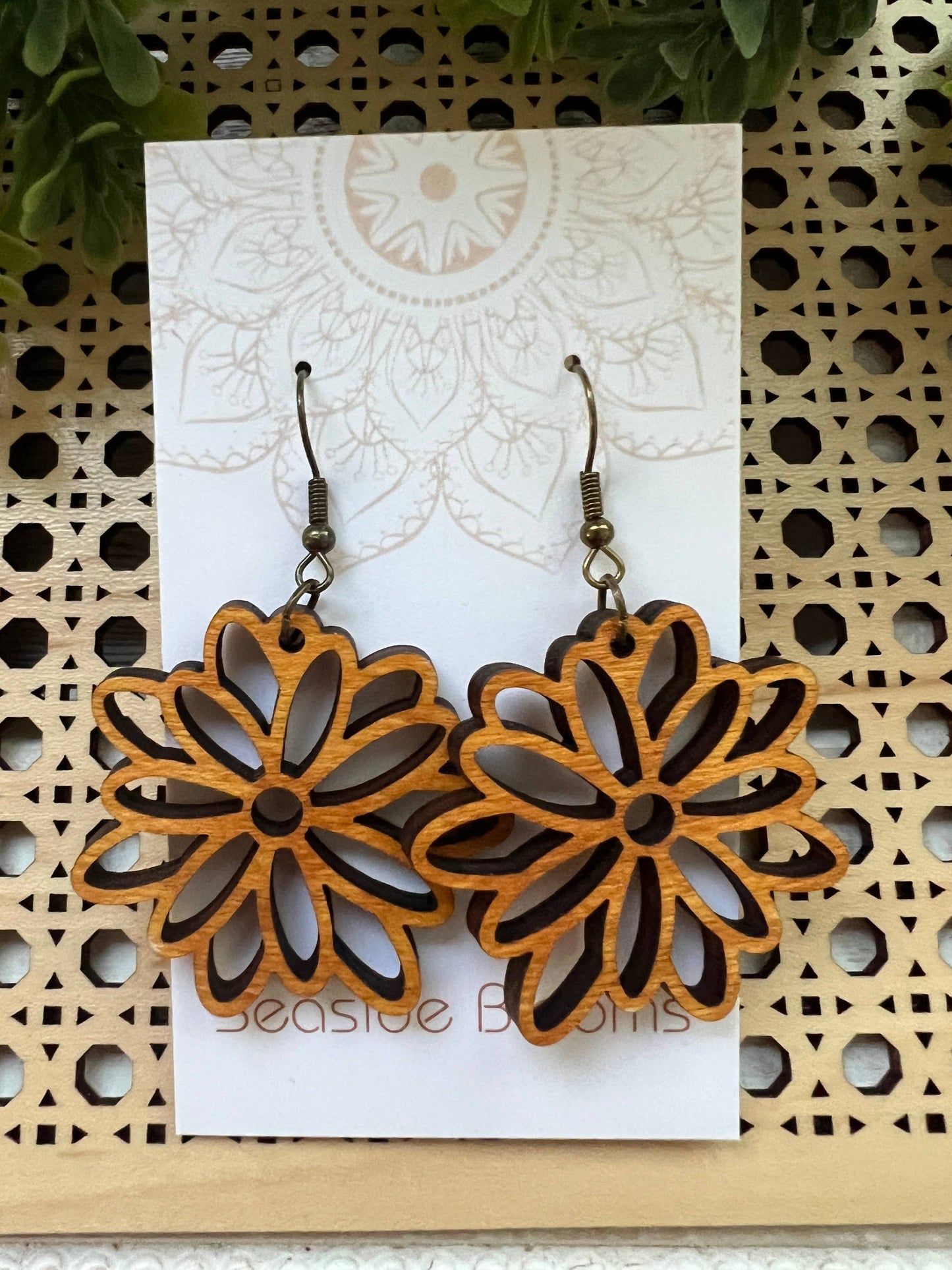 Wooden Earrings - Flower