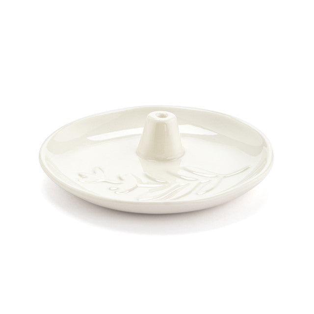 Incense Holder - Cream Botanical Ceramic