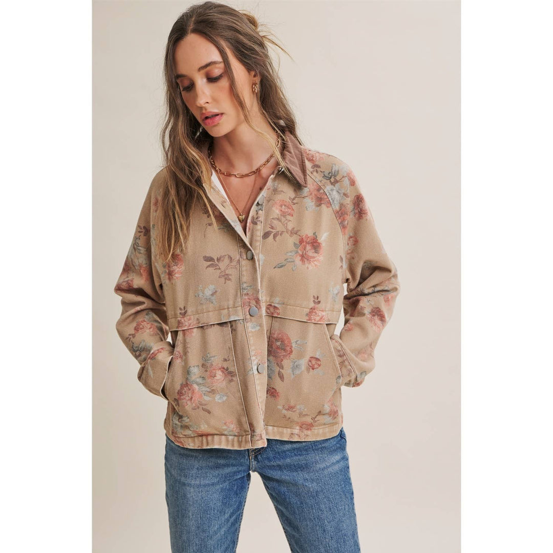 Wild Rose Vintage Floral Twill Jacket