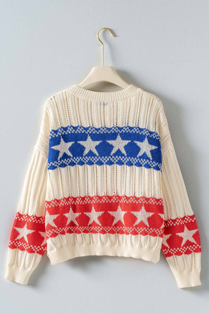 Stars & Stripes Open Knit Sweater