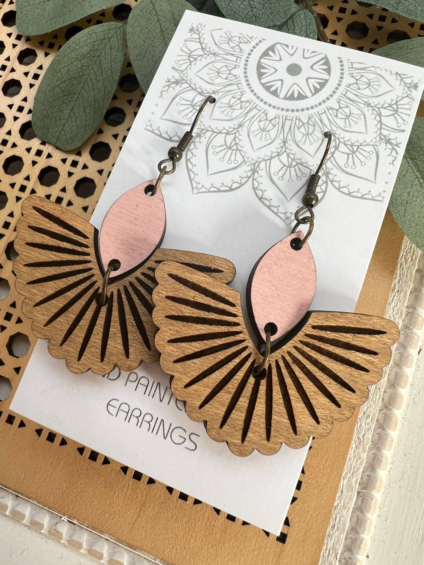 Wooden Earrings - Fan