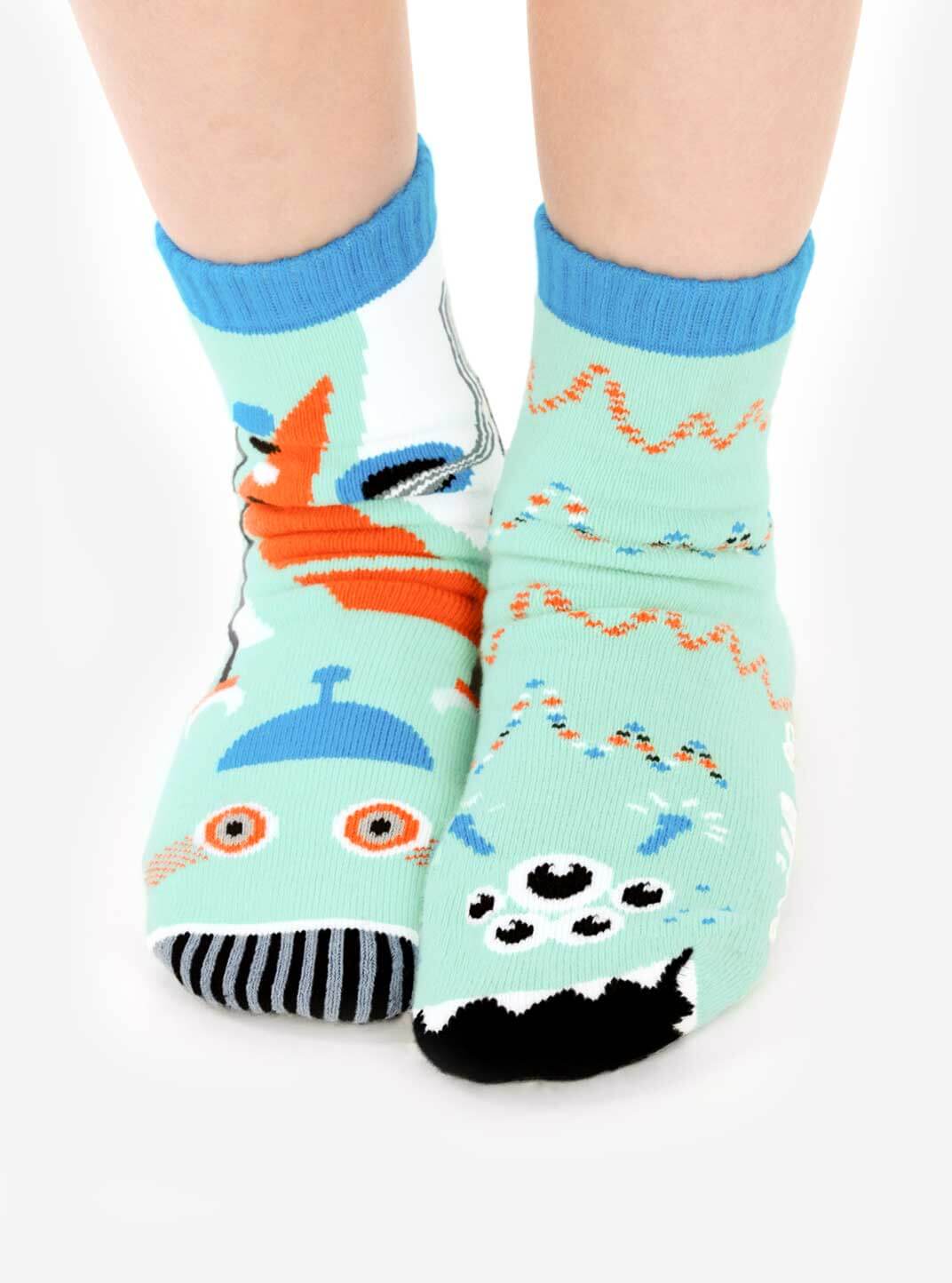 Robot & Alien Mismatched Non-Slip Socks for Toddlers