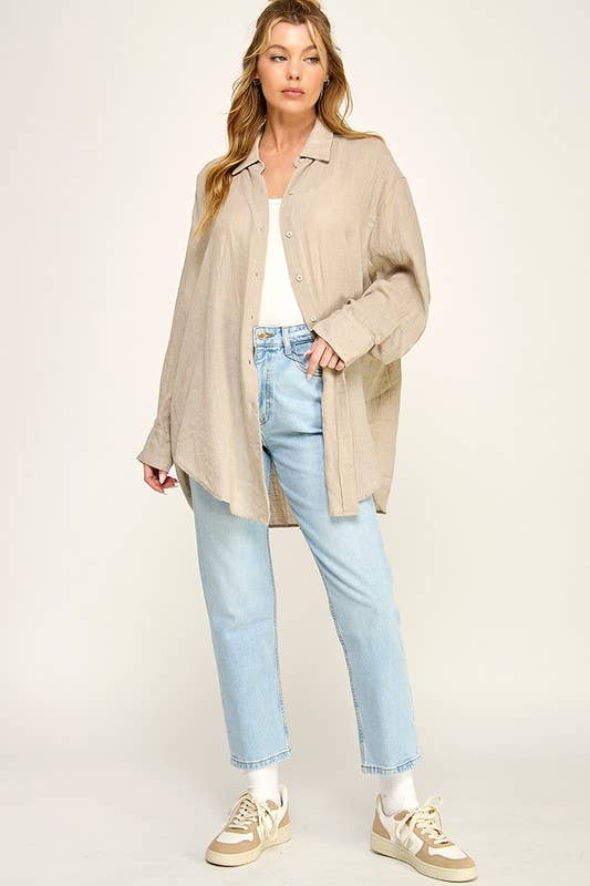 WASHED SUPER SOFT SEE THROUGH BUTTON DOWN SHIRTS