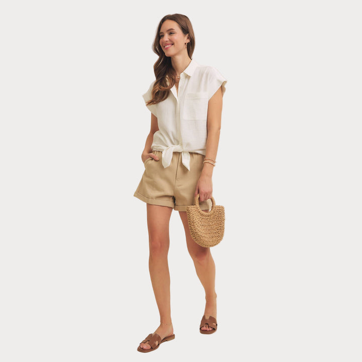 Mineral Washed Gauze Button Down