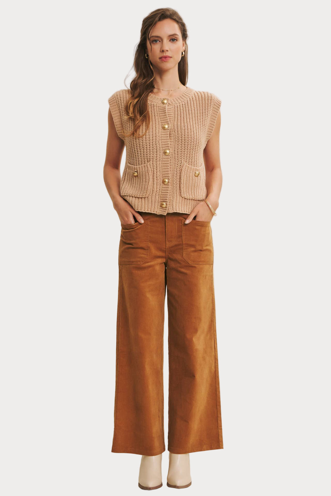 Wide Leg Corduroy Pants | High Waisted Retro Style