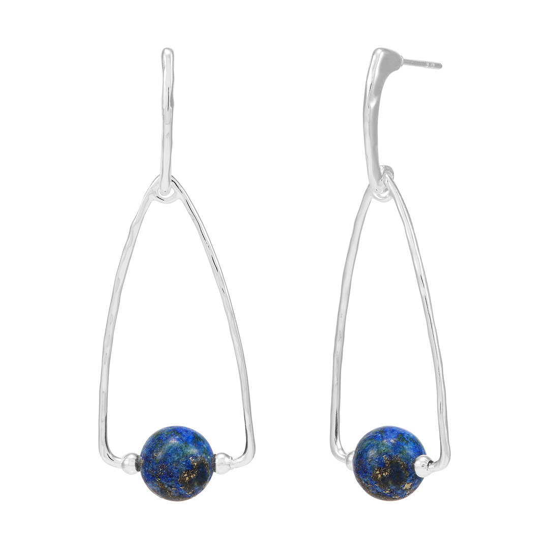 'Minding Me' Sterling Silver Natural Lapis Drop Earrings