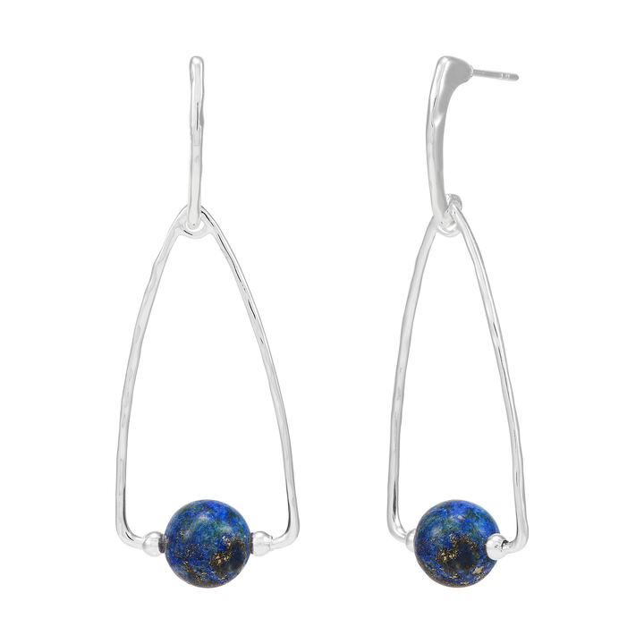 'Minding Me' Sterling Silver Natural Lapis Drop Earrings