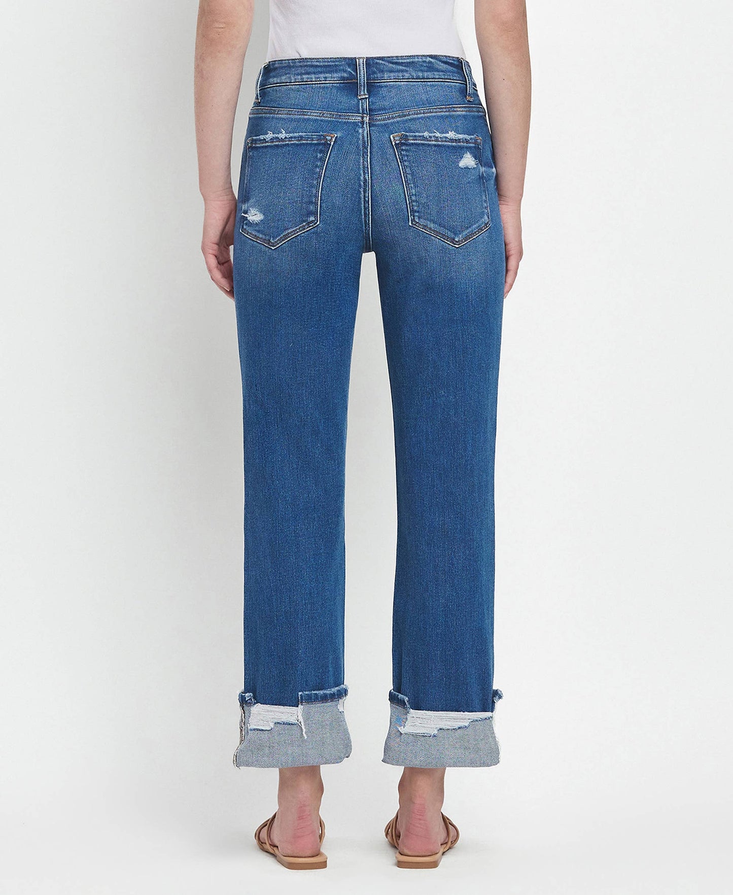 Victoria - High Rise Cuffed Straight Jeans