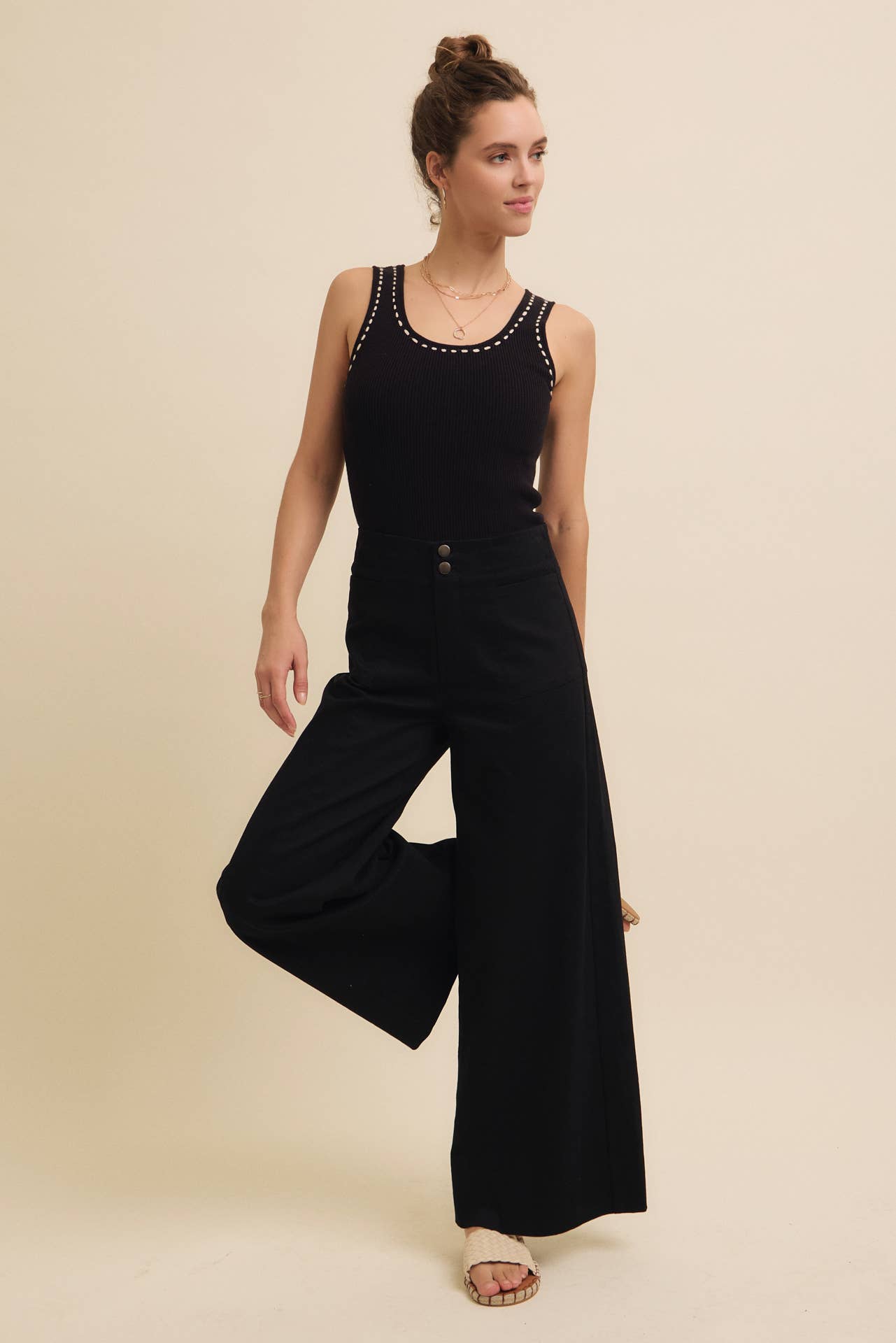 FLATTERING WIDE LEG FULL-LENGTH STRETCHY PANTS