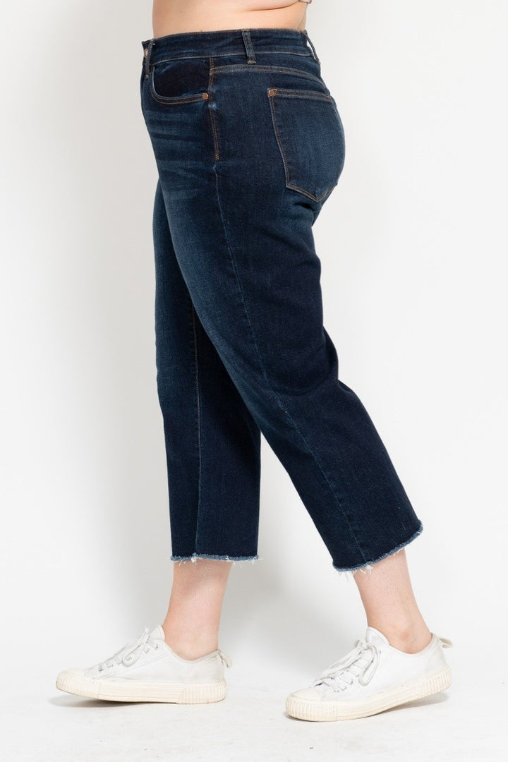 Dark Wash High Rise Wide Leg Crop Jeans