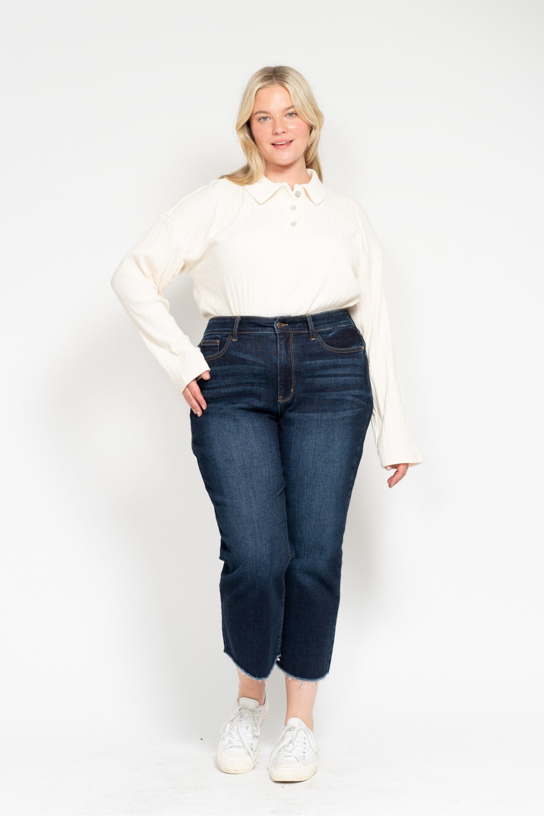 Dark Wash High Rise Wide Leg Crop Jeans