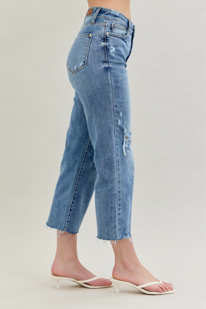 Celeste Distressed Wide Leg Crop