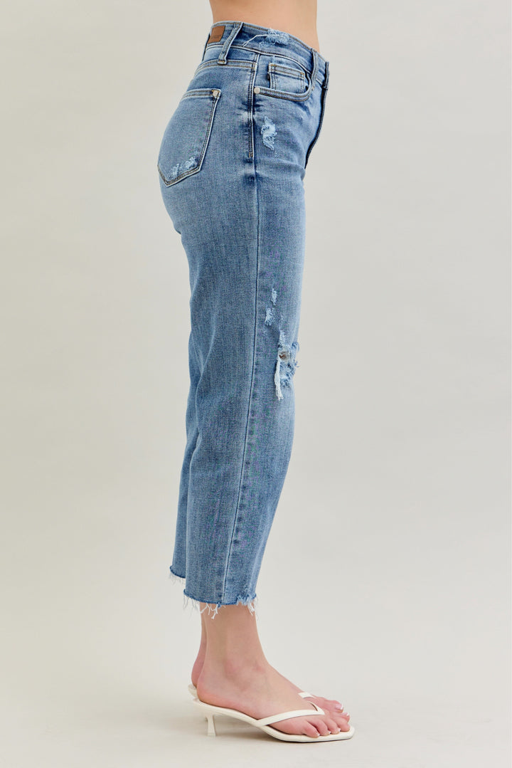 Celeste Distressed Wide Leg Crop
