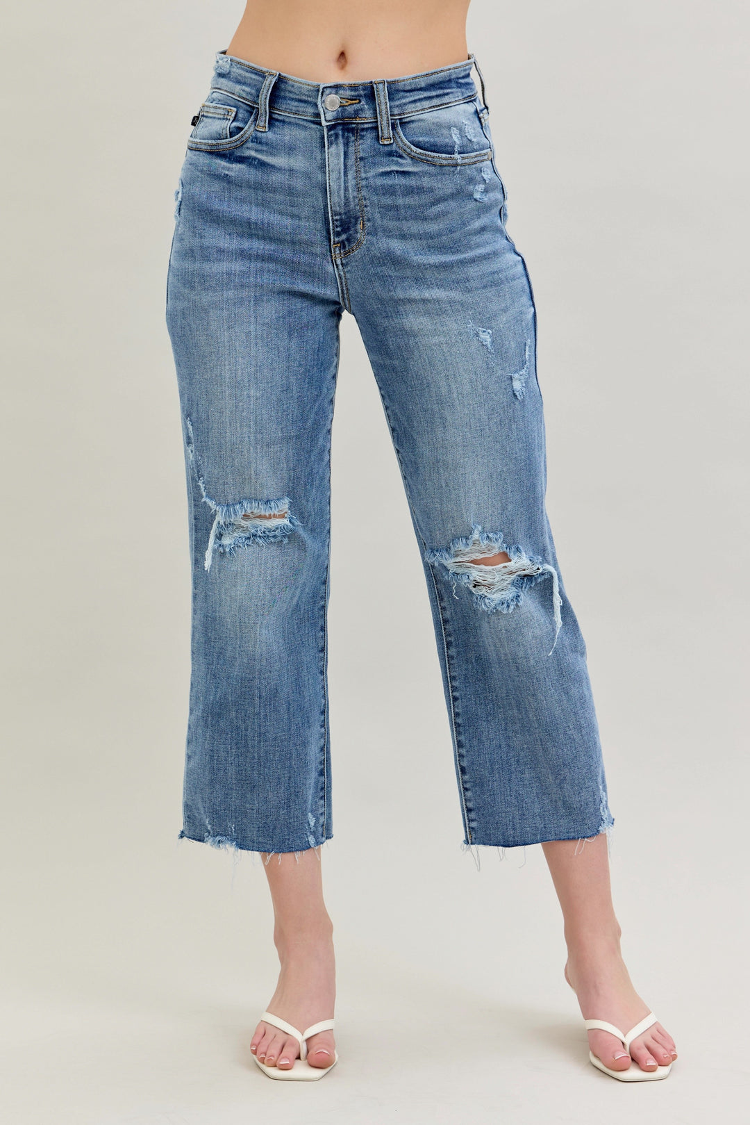 Celeste Distressed Wide Leg Crop