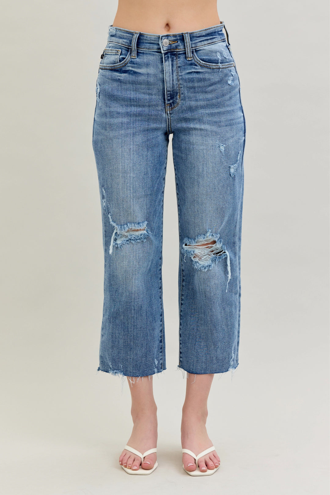 Celeste Distressed Wide Leg Crop