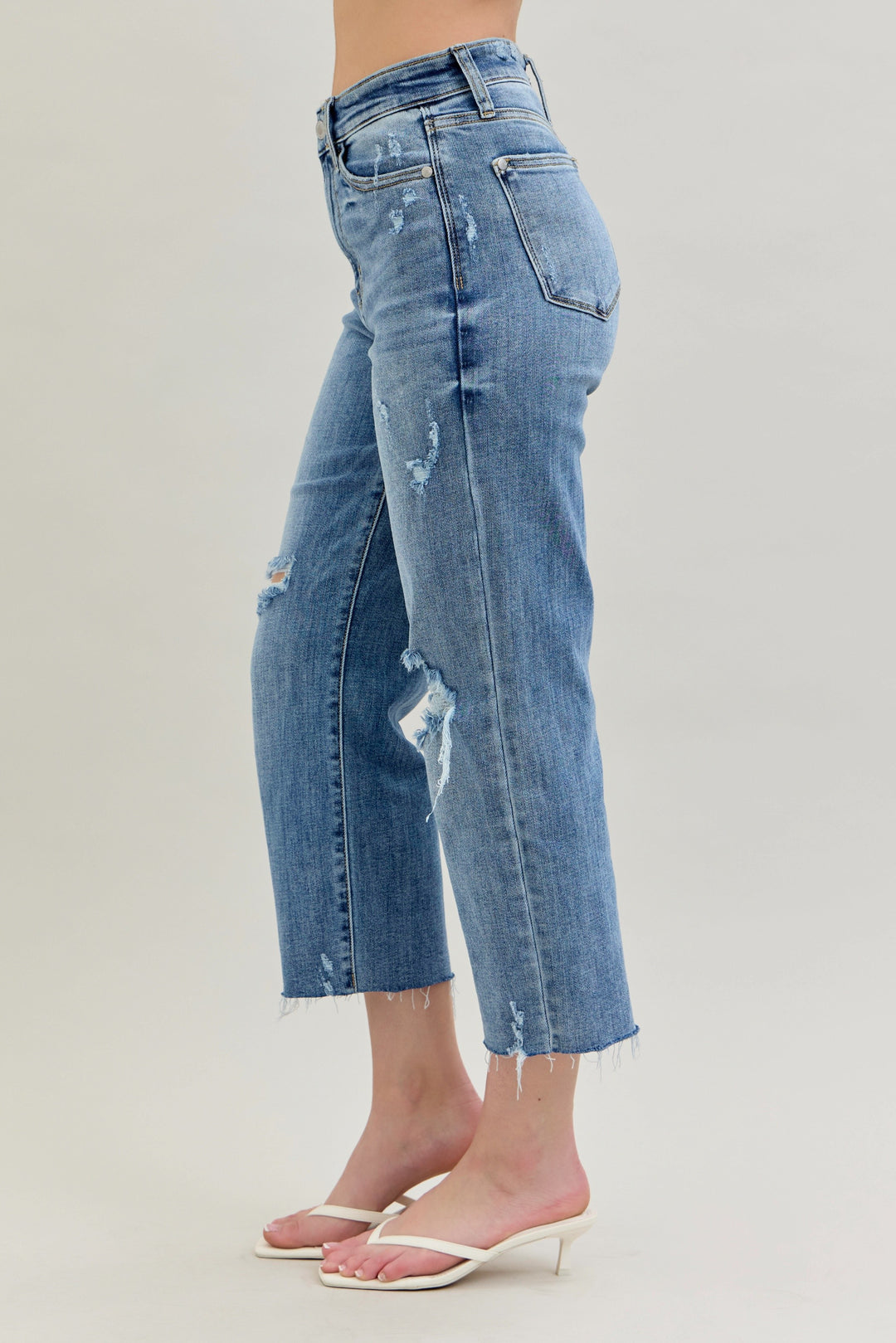 Celeste Distressed Wide Leg Crop