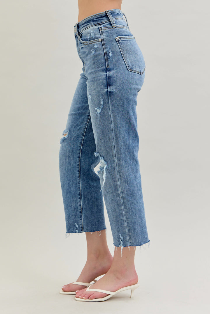 Celeste Distressed Wide Leg Crop