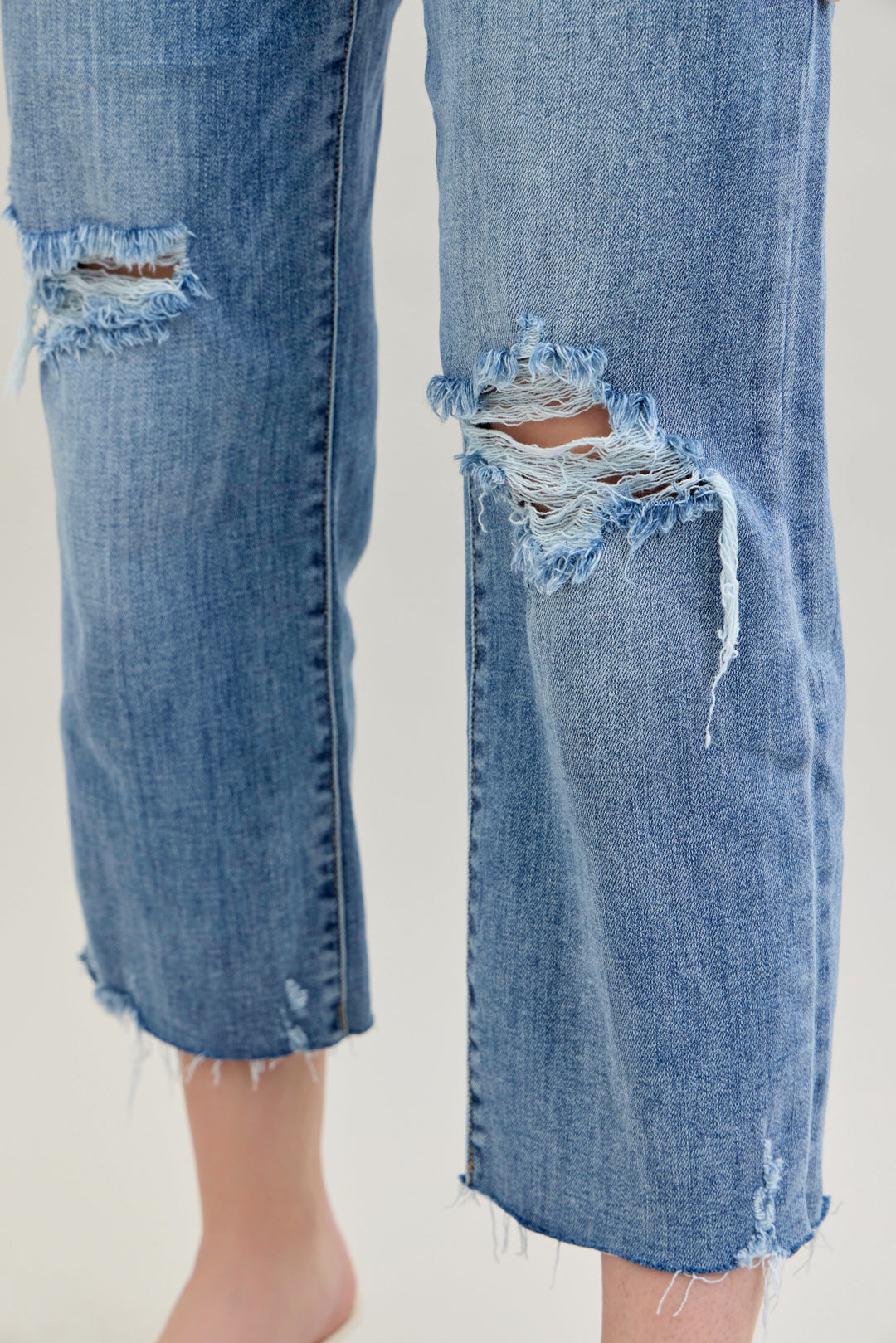 Celeste Distressed Wide Leg Crop
