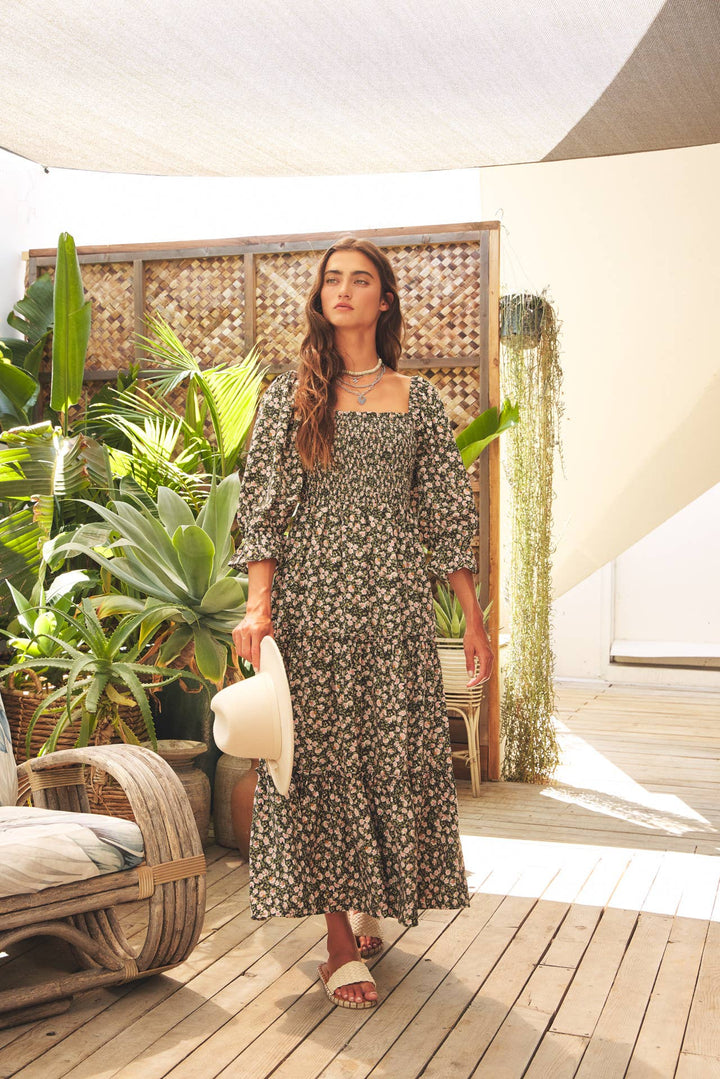 Floral Smocked Dress w/ Tiered Ruffles