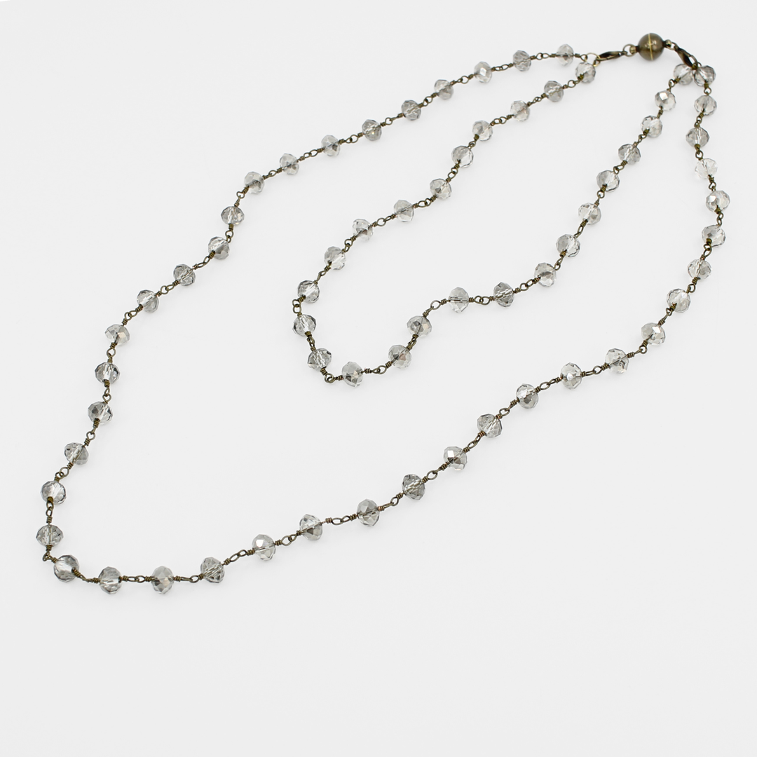 Crystal Rosary Beaded Layering Necklace – 6 Colors
