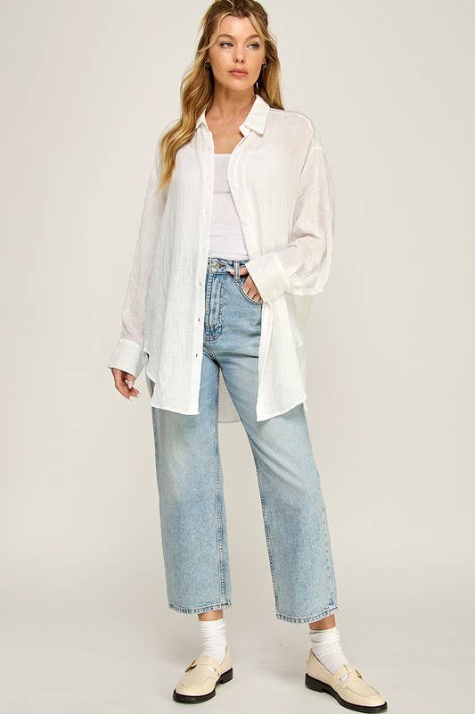 WASHED SUPER SOFT SEE THROUGH BUTTON DOWN SHIRTS