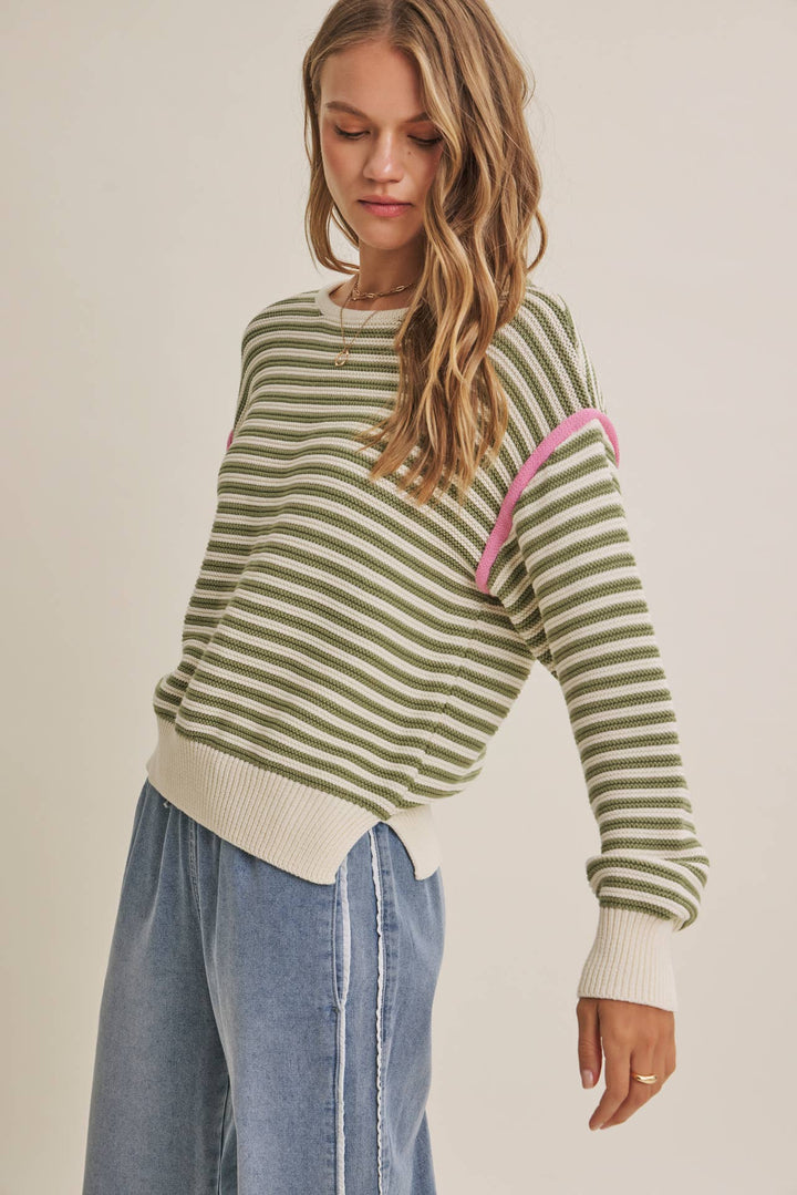 The Harper Contrast Stripe Cotton Sweater